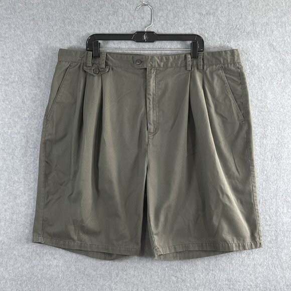 Resolute Bay Chino Shorts Men's Size 44 Golf Green Pleated Front Cotton Y2K - Picture 1 of 7